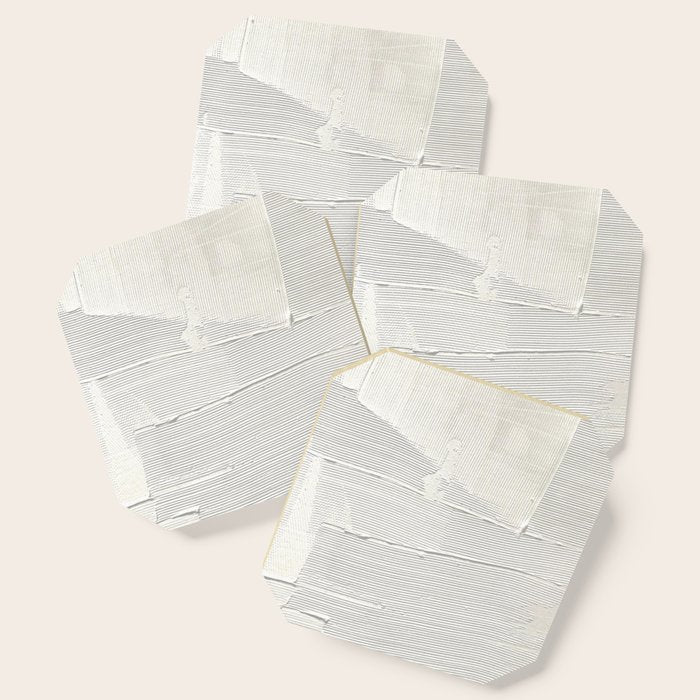 Relief [1]: An Abstract, Textured Piece In White By Alyssa Hamilton Art Coaster