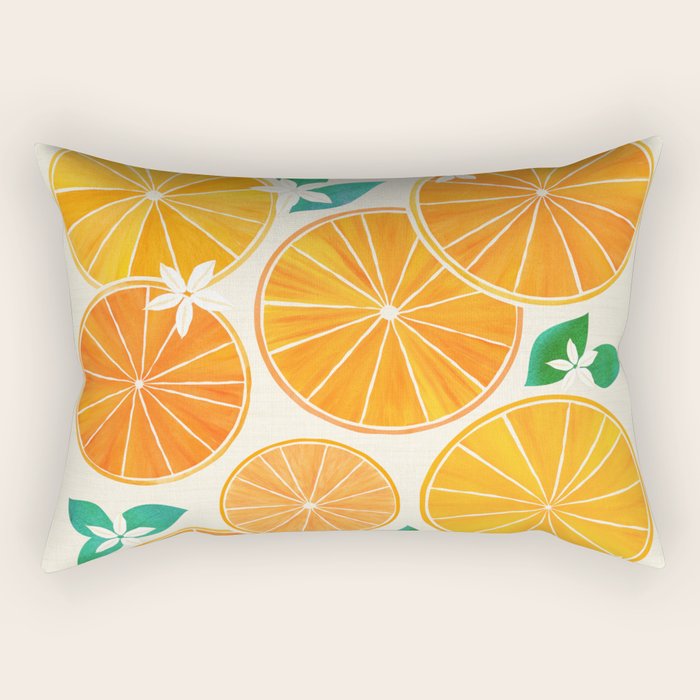 Orange Slices With Blossoms Rectangular Pillow