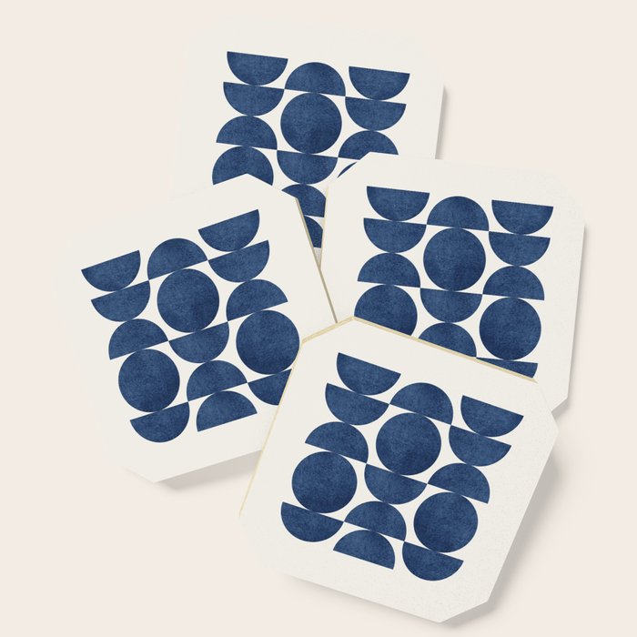 Blue Navy Retro Scandinavian Mid Century Modern Coaster