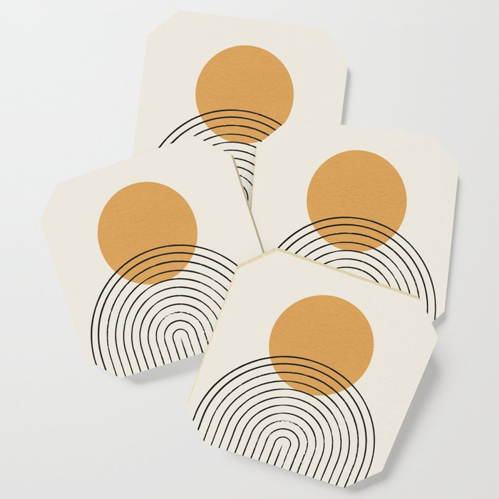 Gold Sun Rainbow Mid-Century Full Coaster