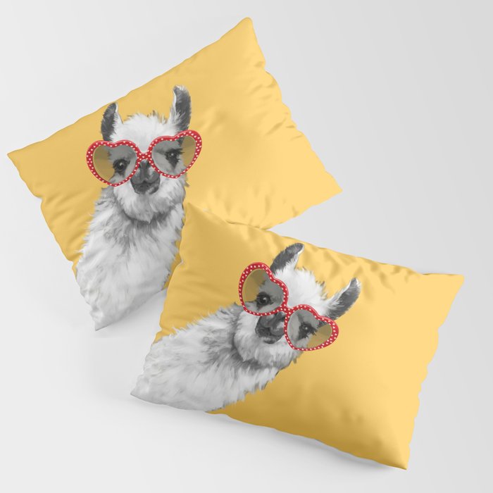 Fashion Hipster Llama With Glasses Pillow Sham