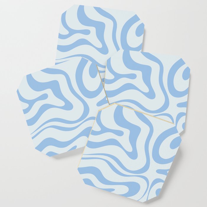 Soft Liquid Swirl Abstract Pattern Square In Powder Blue Coaster