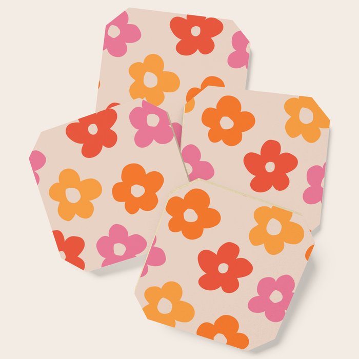Retro 60s 70s Flowers Pattern #Pattern #Vintage Coaster