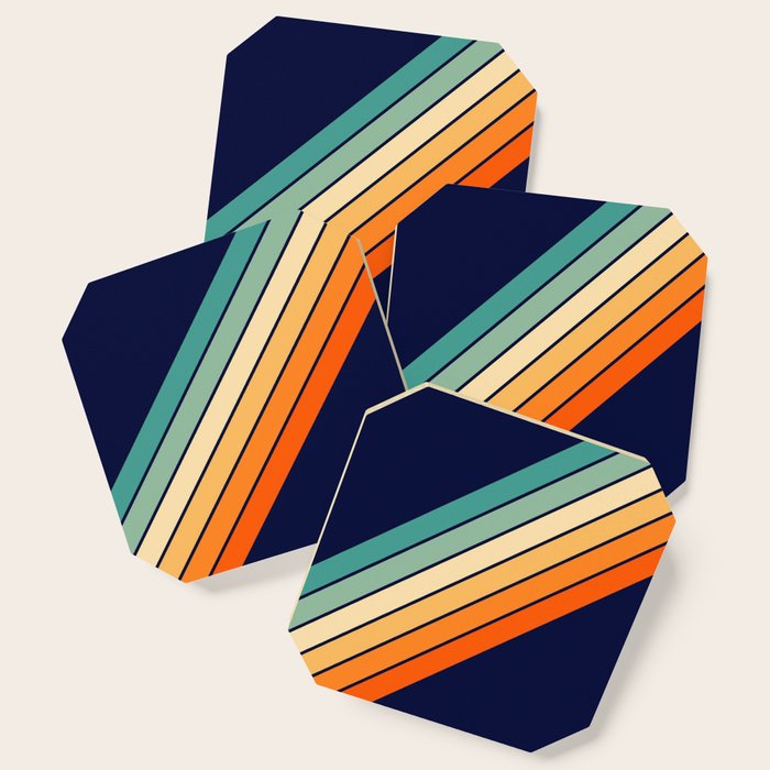 Farida - 70s Vintage Style Retro Stripes Coaster