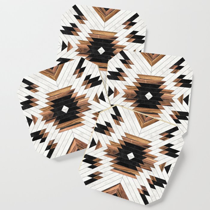 Urban Tribal Pattern No.5 - Aztec - Concrete And Wood Coaster