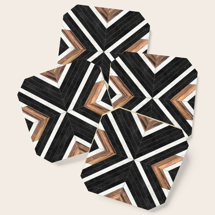 Urban Tribal Pattern No.1 - Concrete And Wood Coaster