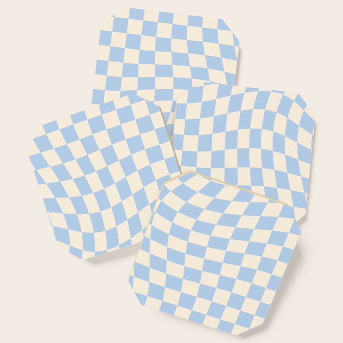 Check - Baby Blue Twist â Checkerboard Print Coaster