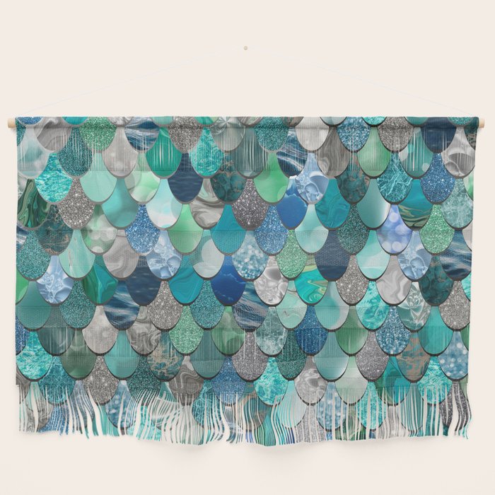Mermaid Art, Sea,Teal, Mint, Aqua, Blue Wall Hanging