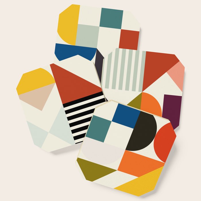 Mid Century Retro Shapes Geometric Coaster