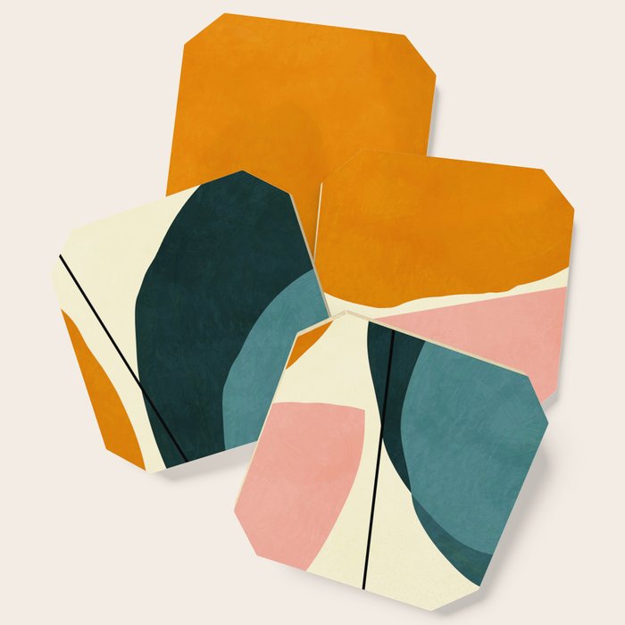Shapes Geometric Minimal Painting Abstract Coaster