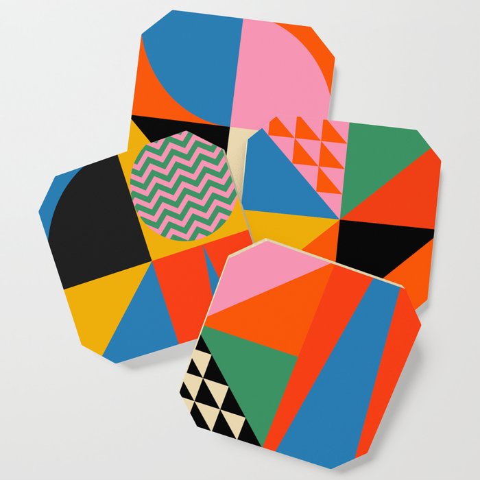 Geometric Abstraction In Colorful Shapes   Coaster