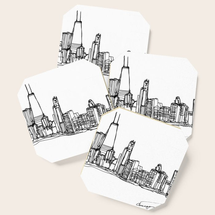 Chicago Skyline (A Continuous Line Drawing) Coaster