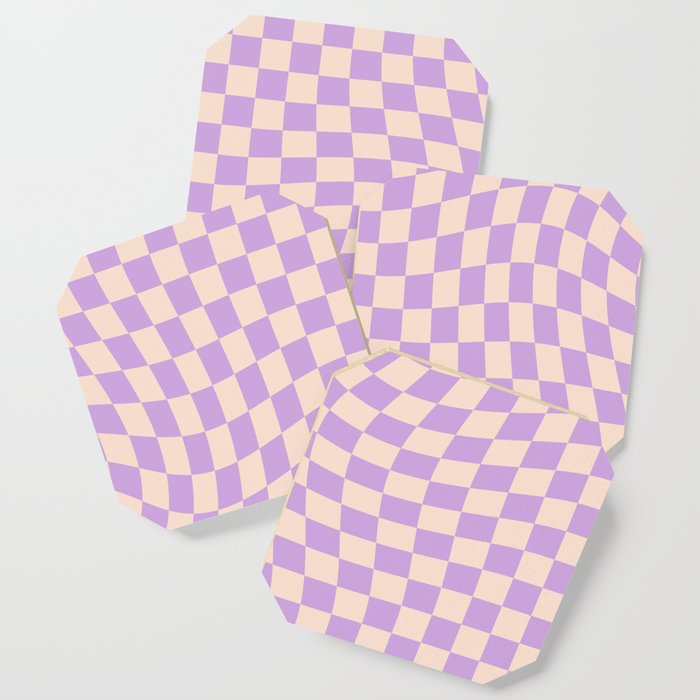 Check V - Lilac Twist â Checkerboard Print Coaster