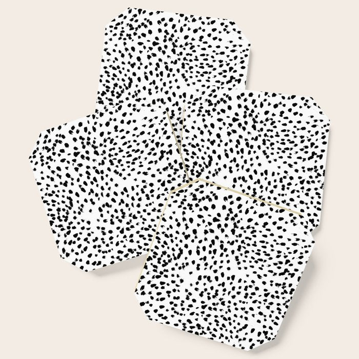 Nadia - Black And White, Animal Print, Dalmatian Spot, Spots, Dots, Bw Coaster
