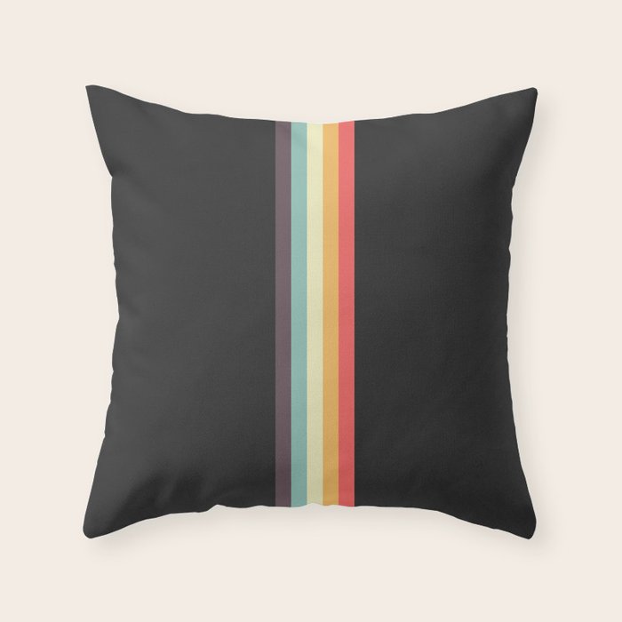 Minimal Classic Rainbow Retro Stripes - Tipua Throw Pillow