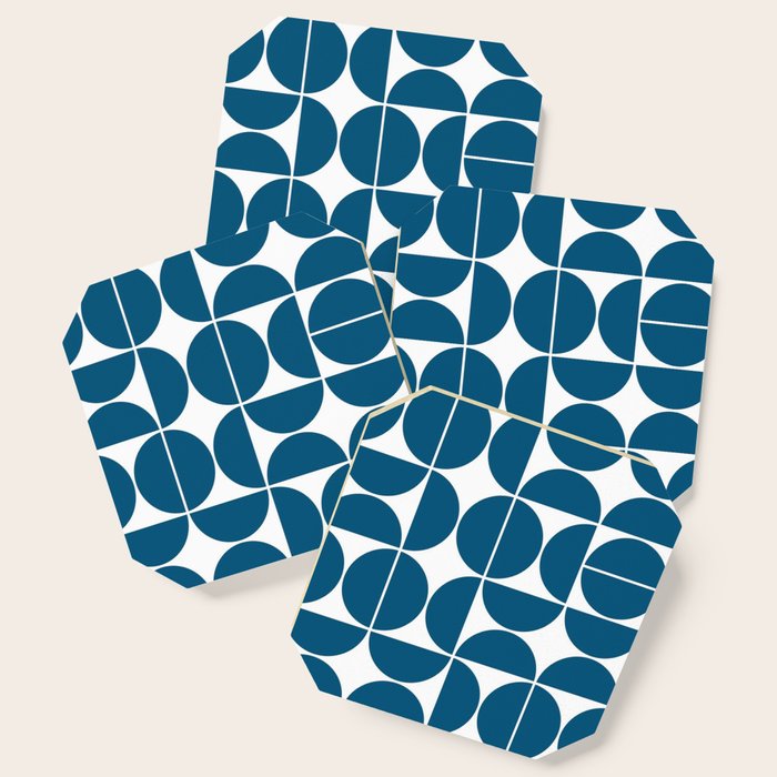 Mid Century Modern Geometric 04 Blue Coaster