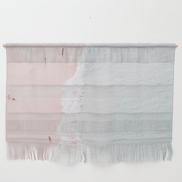 Aerial Pink Beach Print - Pastel - Ocean - Sea - Travel Photography Wall Hanging