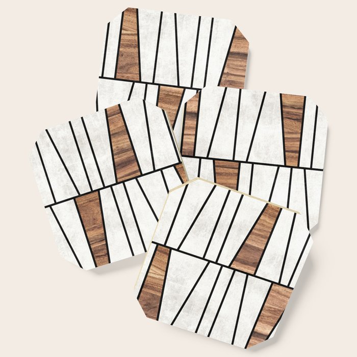 Mid-Century Modern Pattern No.4 - Concrete And Wood Coaster