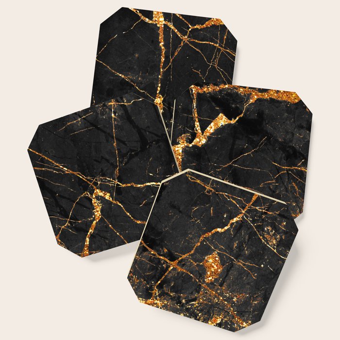 Black Malachite Marble With Gold Veins Coaster