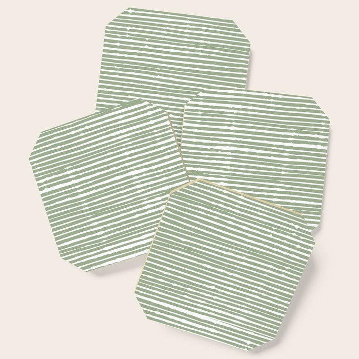 Abstract Stripes, Sage Green, Boho Wall Art Coaster