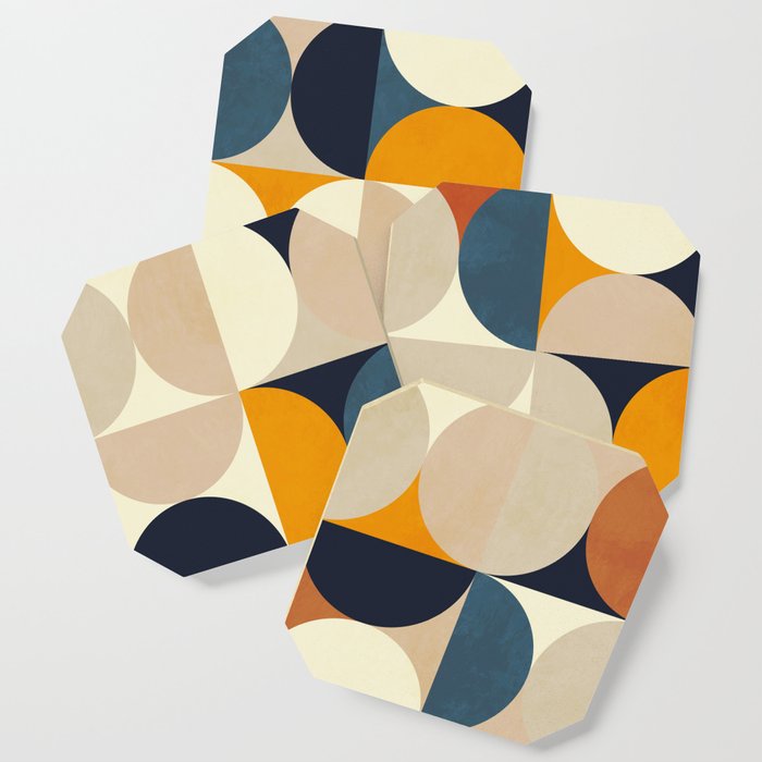 Mid Century Abstract Shapes Fall Winter 1 Coaster