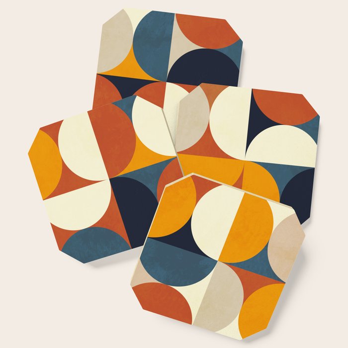 Mid Century Abstract Shapes Fall Winter 3 Coaster