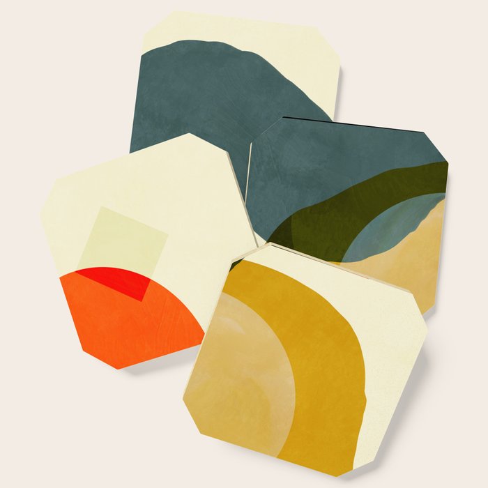 Mid Century Geometric Modern Painting Abstract Ii Coaster