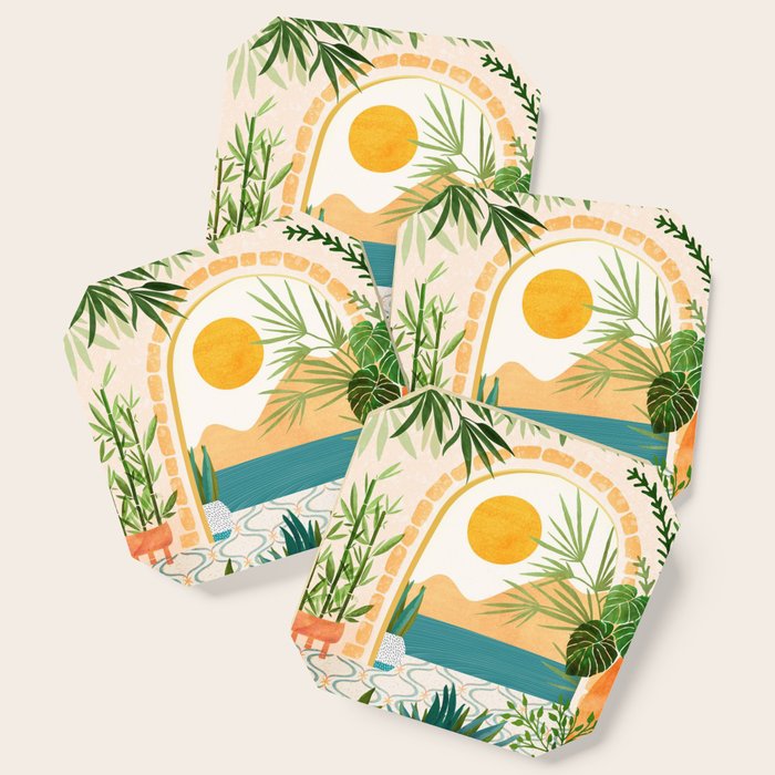 Villa View Tropical Landscape / Villa Series Coaster