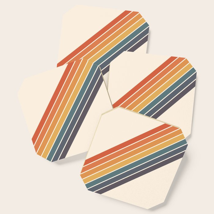 Arida -  70s Summer Style Retro Stripes Coaster