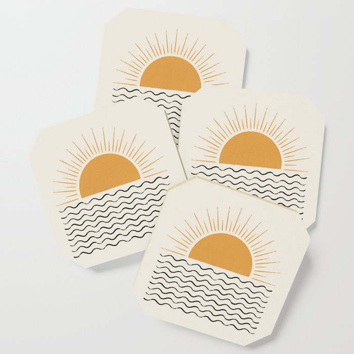 Sunrise Ocean -  Mid Century Modern Style Coaster