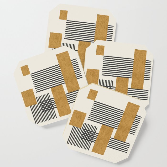 Stripes And Square Composition - Abstract Coaster