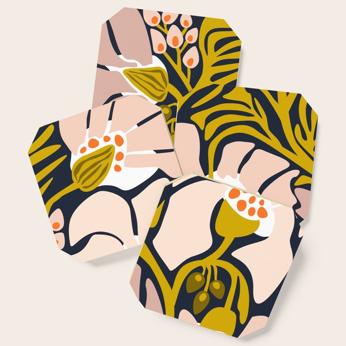 These Flowers Always Fit - Floral Illustration Coaster