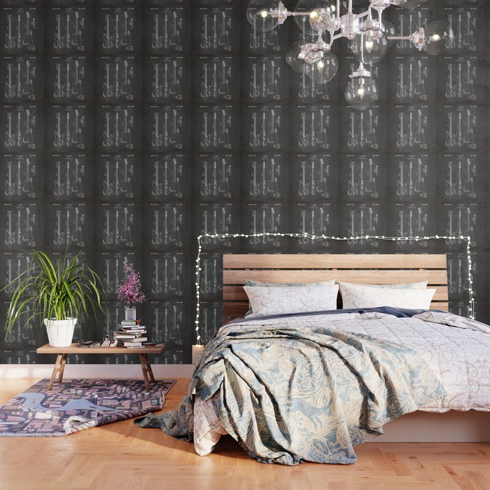 Bass Guitar Patent - Bass Guitarist Art - Black Chalkboard Wallpaper