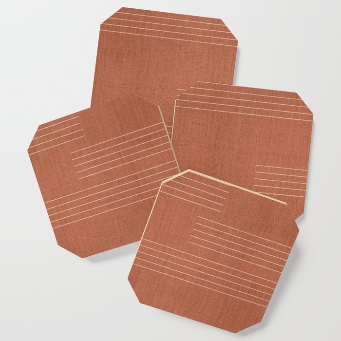 Minimal, Pattern, Boho Prints, Terracotta Coaster