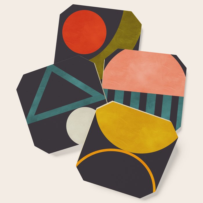 Mid Century Bauhaus Geometry Abstract 2020 Coaster
