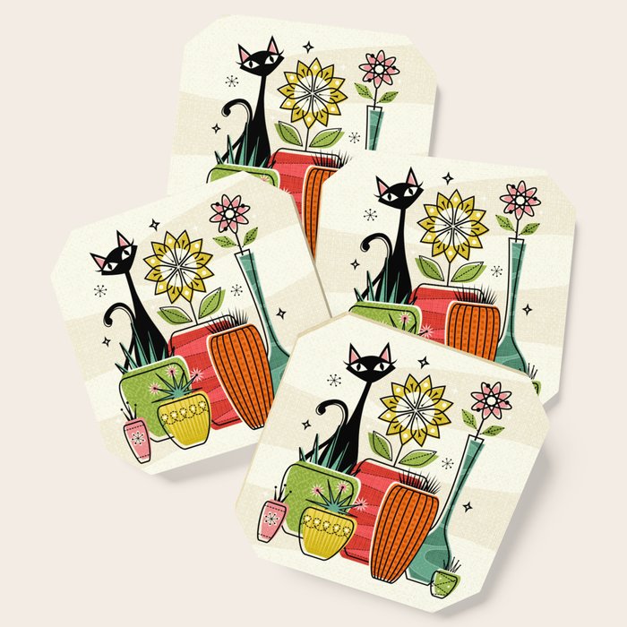 Plants, Pots, And A Pussycat ©Studioxtine Coaster