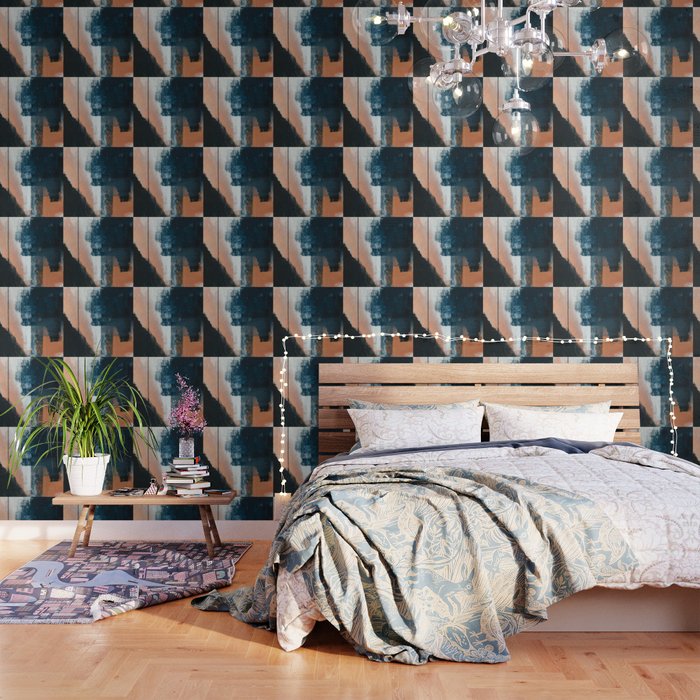 Vienna: A Minimal, Abstract Mixed-Media Piece In Pinks, Blue, And White By Alyssa Hamilton Art Wallpaper