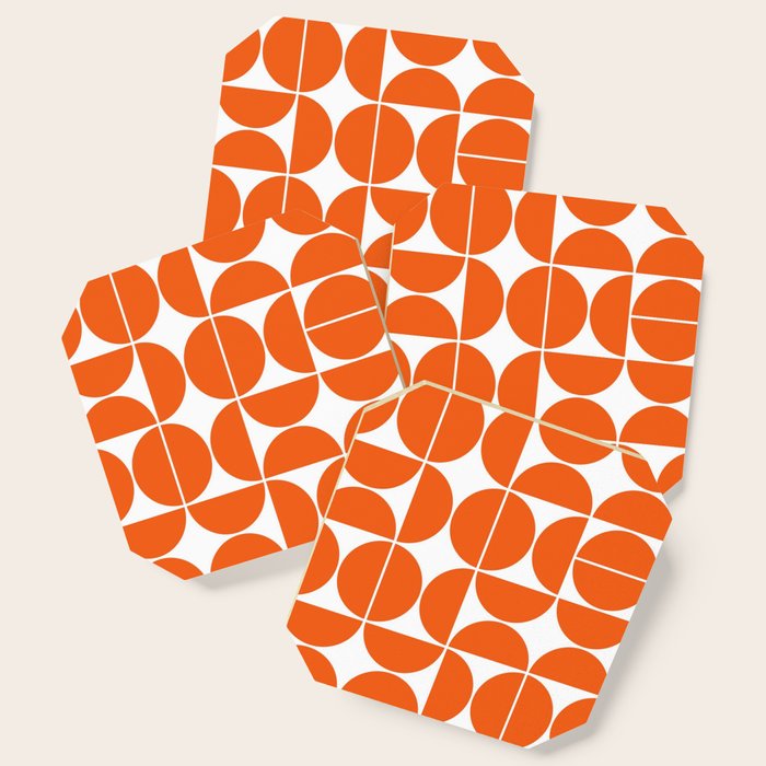 Mid Century Modern Geometric 04 Orange Coaster