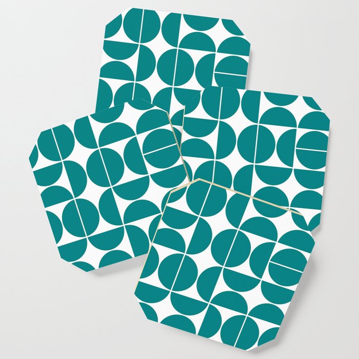 Mid Century Modern Geometric 04 Teal Coaster