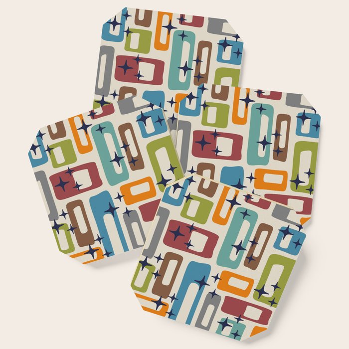 Retro Mid Century Modern Abstract Pattern 224 Atomic Googie Coaster