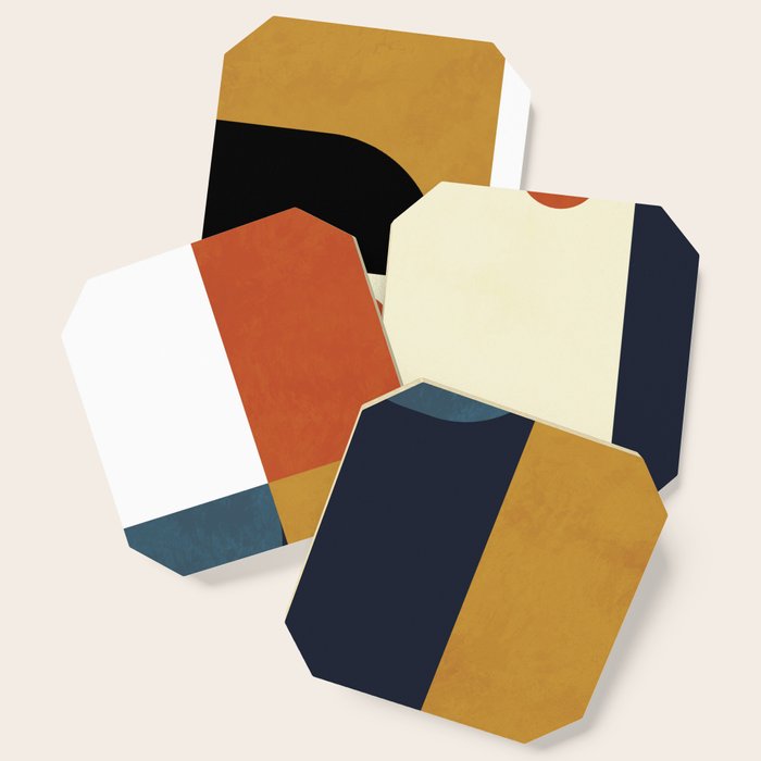 Mid Century Abstract Shapes Fall Winter 4 Coaster