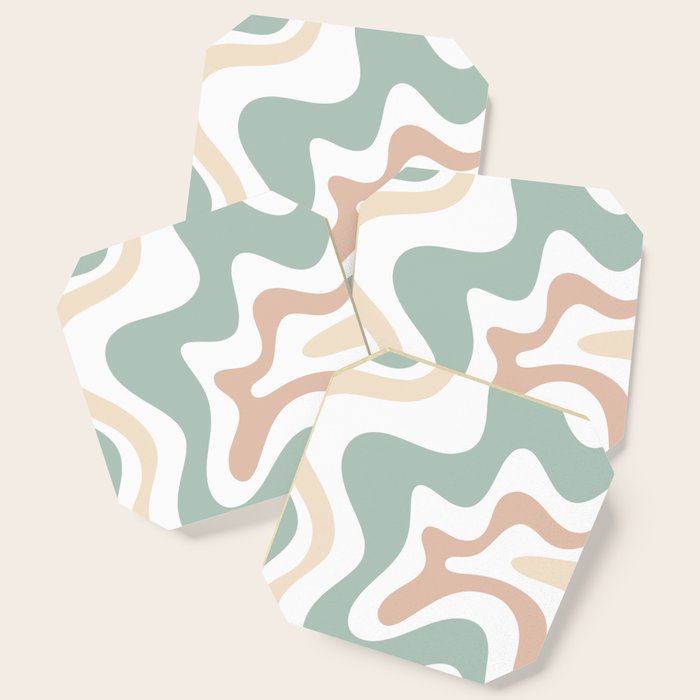 Liquid Swirl Abstract Pattern In Celadon Sage Coaster