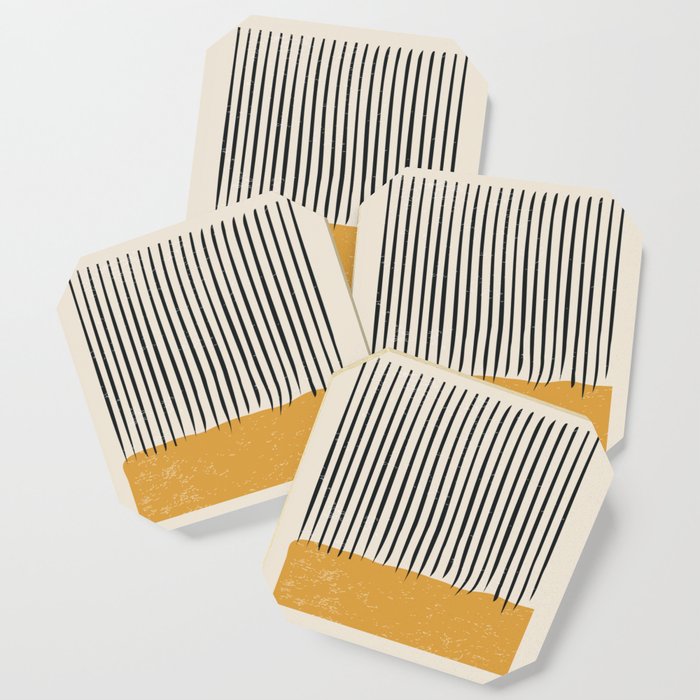 Mid Century Modern Minimalist Rothko Inspired Color Field With Lines Geometric Style Coaster