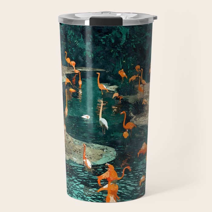 Flamingo Creek #Flamingo #Tropical #Illustration Travel Mug