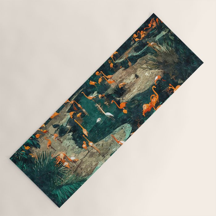 Flamingo Creek #Flamingo #Tropical #Illustration Yoga Mat