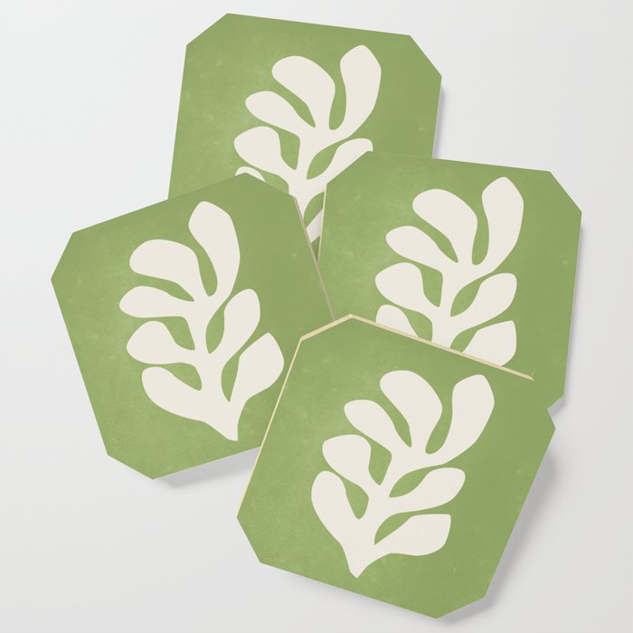 Forest Green Leaf: Matisse Paper Cutouts V Coaster