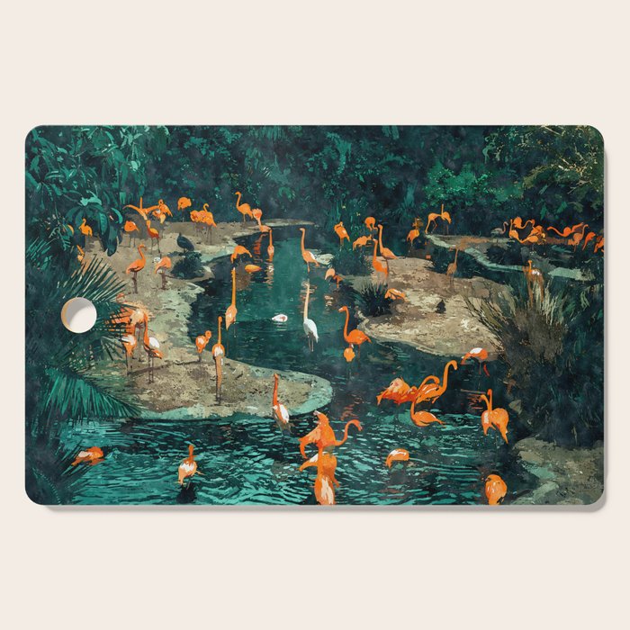 Flamingo Creek #Flamingo #Tropical #Illustration Cutting Board