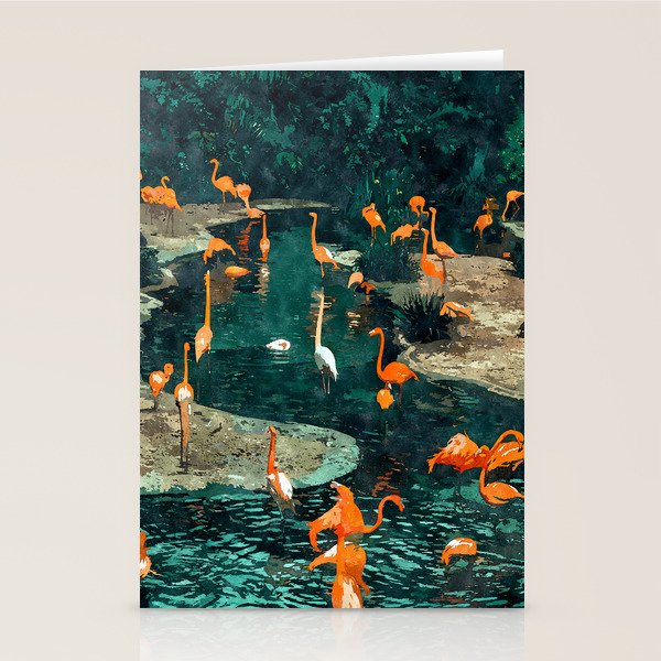 Flamingo Creek #Flamingo #Tropical #Illustration Stationery Card