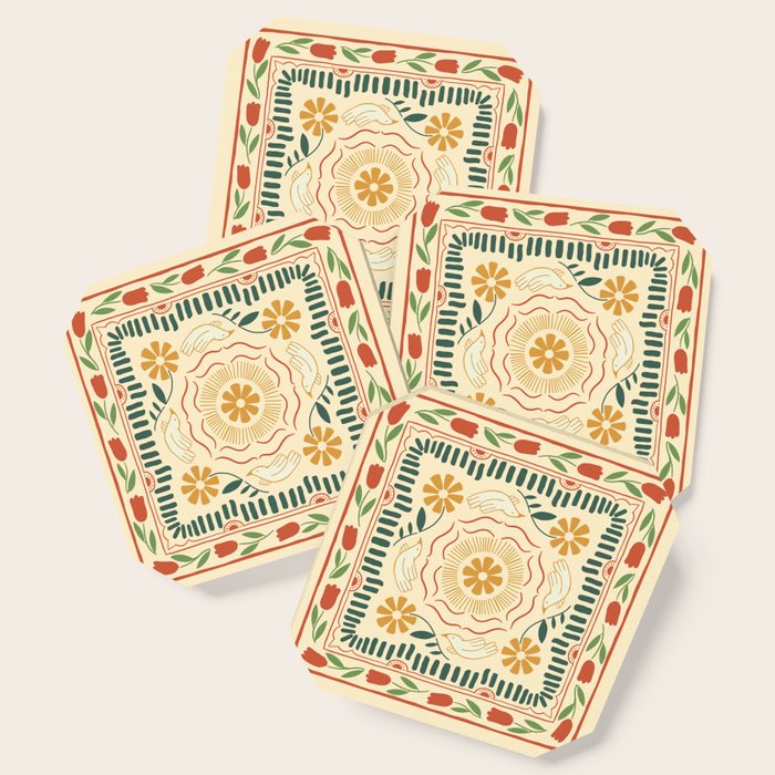 Scandinavian Doves In Winter Colors  Coaster