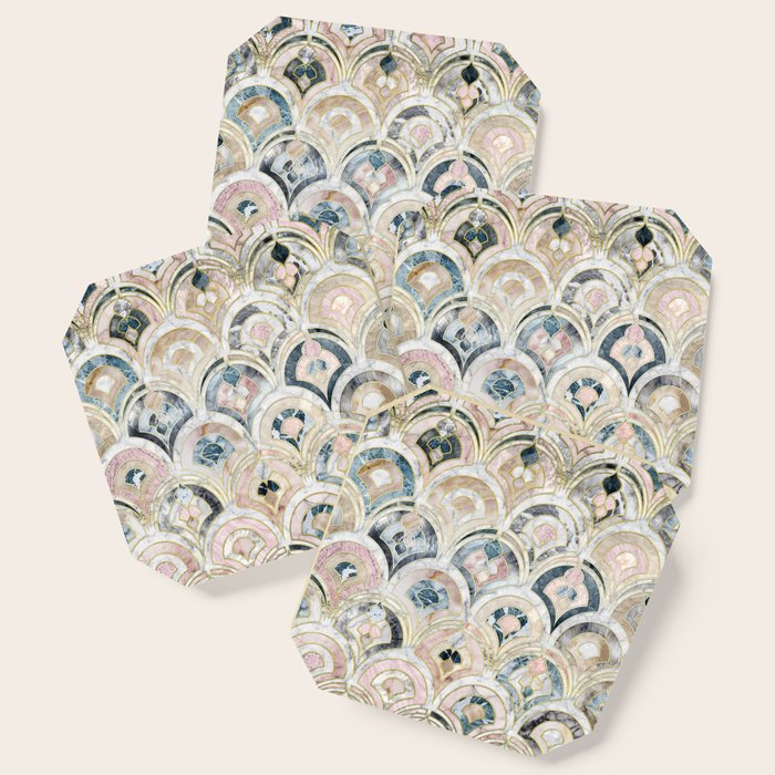 Art Deco Marble Tiles In Soft Pastels Coaster